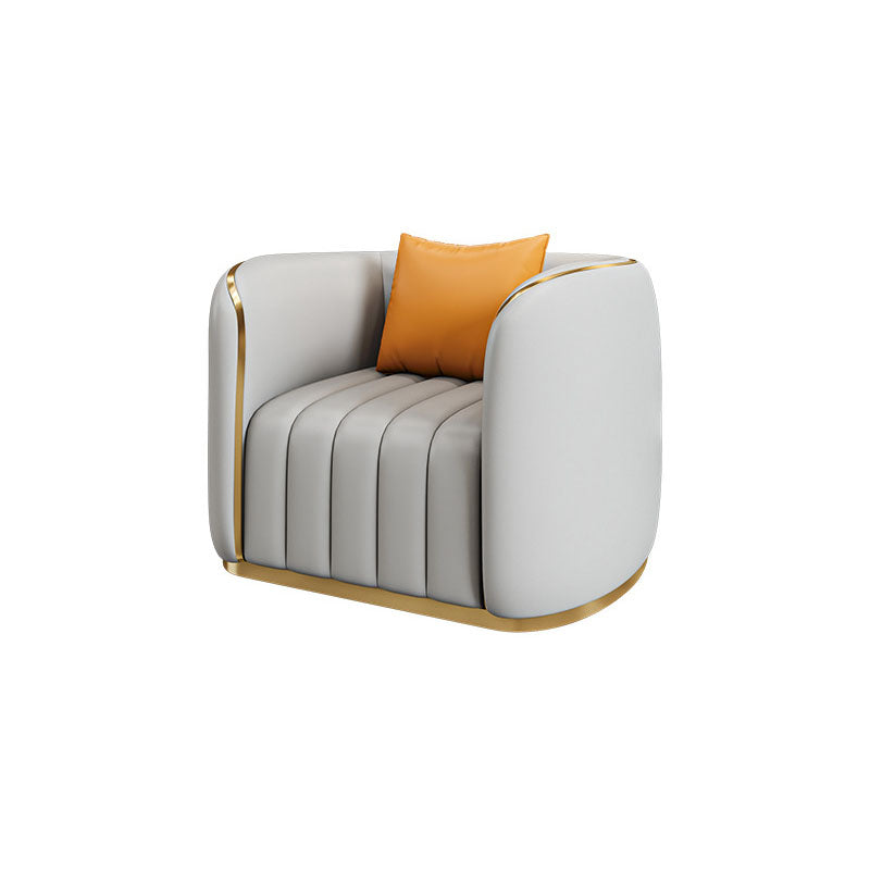 Faux Leather Sofa Tuxedo Arm Sofa with Tight Back for Apartment