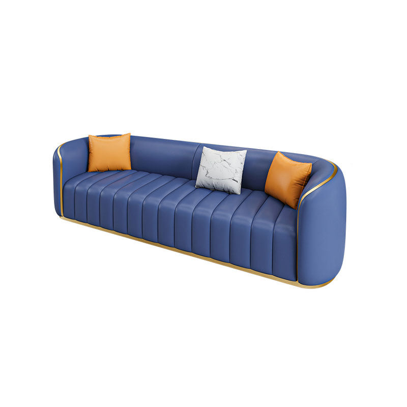 Faux Leather Sofa Tuxedo Arm Sofa with Tight Back for Apartment