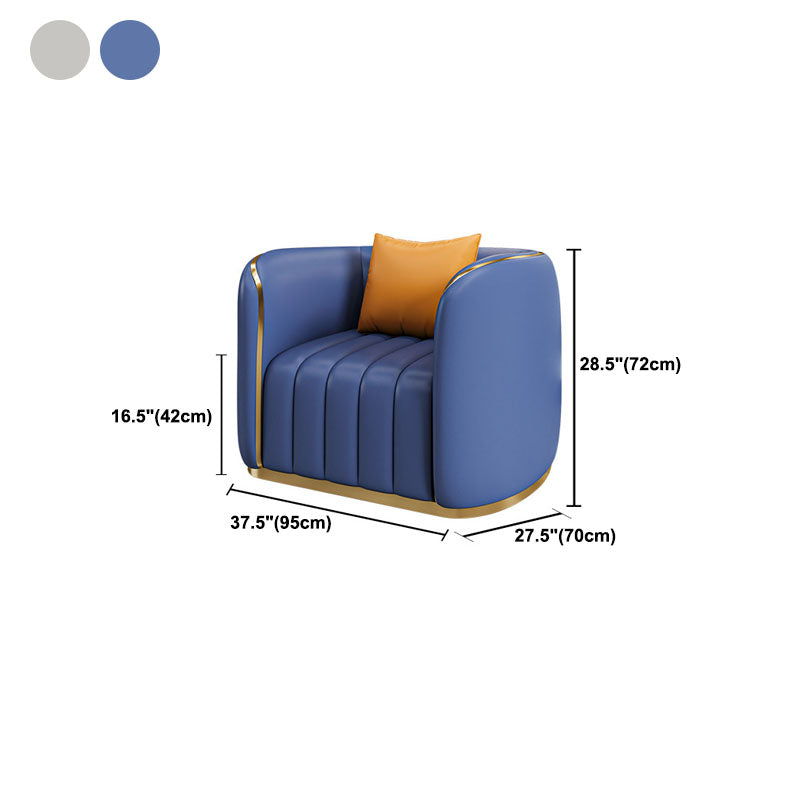Faux Leather Sofa Tuxedo Arm Sofa with Tight Back for Apartment