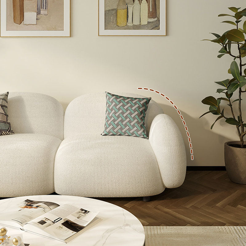 Leather/Wool Modern Curved Sofa 29.52" High Round Arm Seating