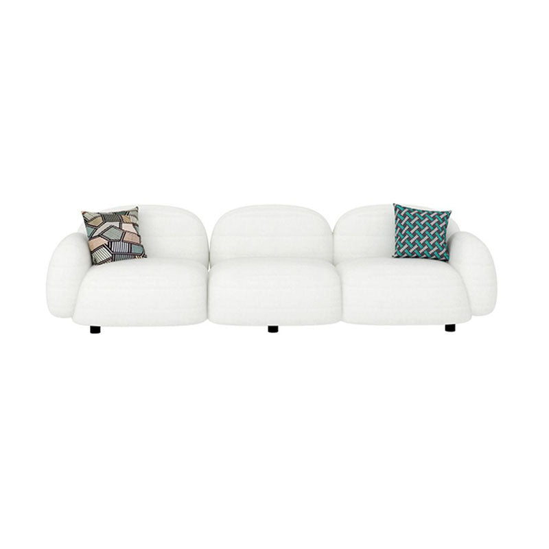 Leather/Wool Modern Curved Sofa 29.52" High Round Arm Seating