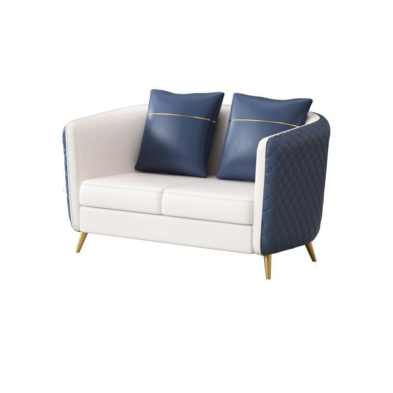 33.46" Wide Faux Leather Sofa Contemporary Standard Tuxedo Arm Sofa