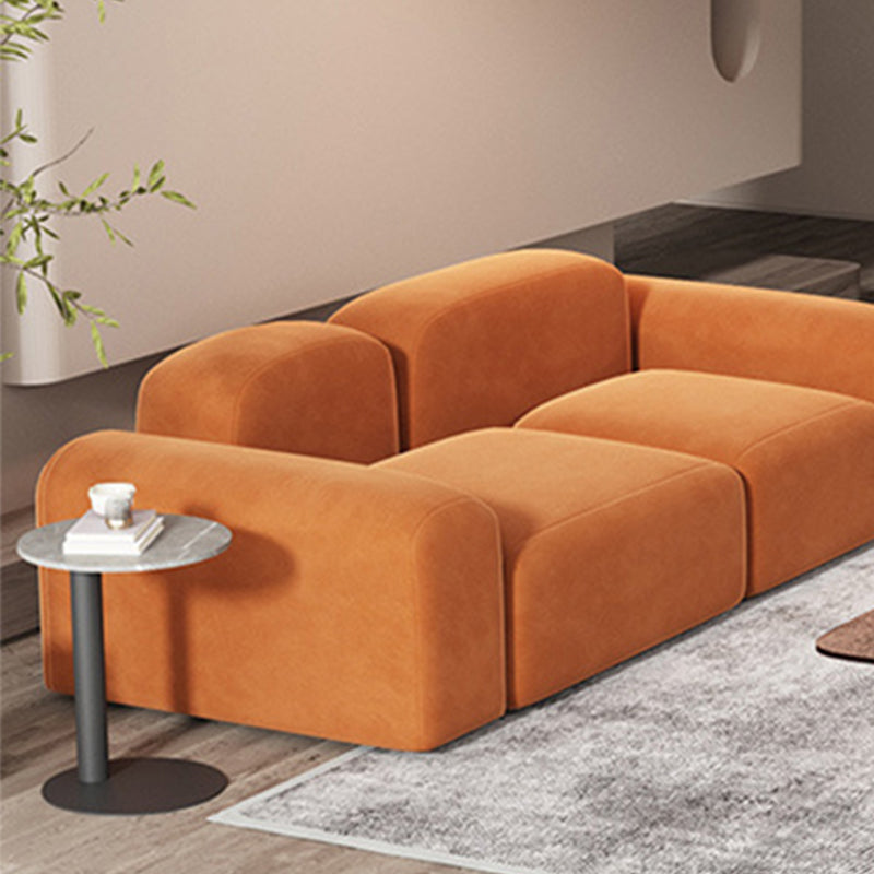 Round Arm Sofa Contemporary Wool Standard Sofa in Orange Finish