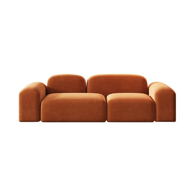 Round Arm Sofa Contemporary Wool Standard Sofa in Orange Finish