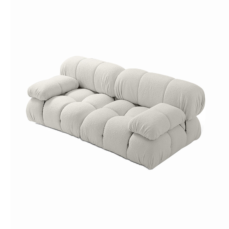Contemporary Biscuit Back Sofa 26.38"High Wool Couch for Living Room,White