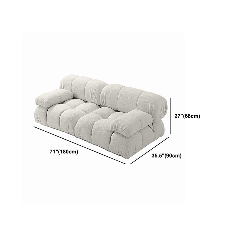 Contemporary Biscuit Back Sofa 26.38"High Wool Couch for Living Room,White