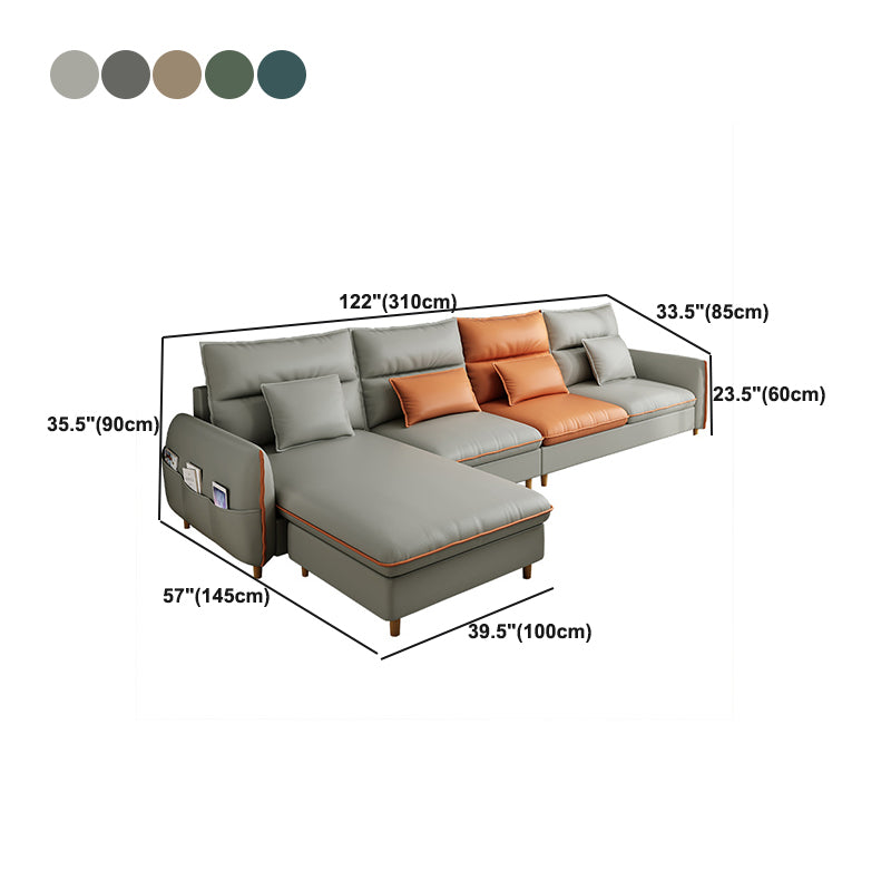 Contemporary Square Arm Sofa Chaise Cushions Faux Leather Sofa Bed