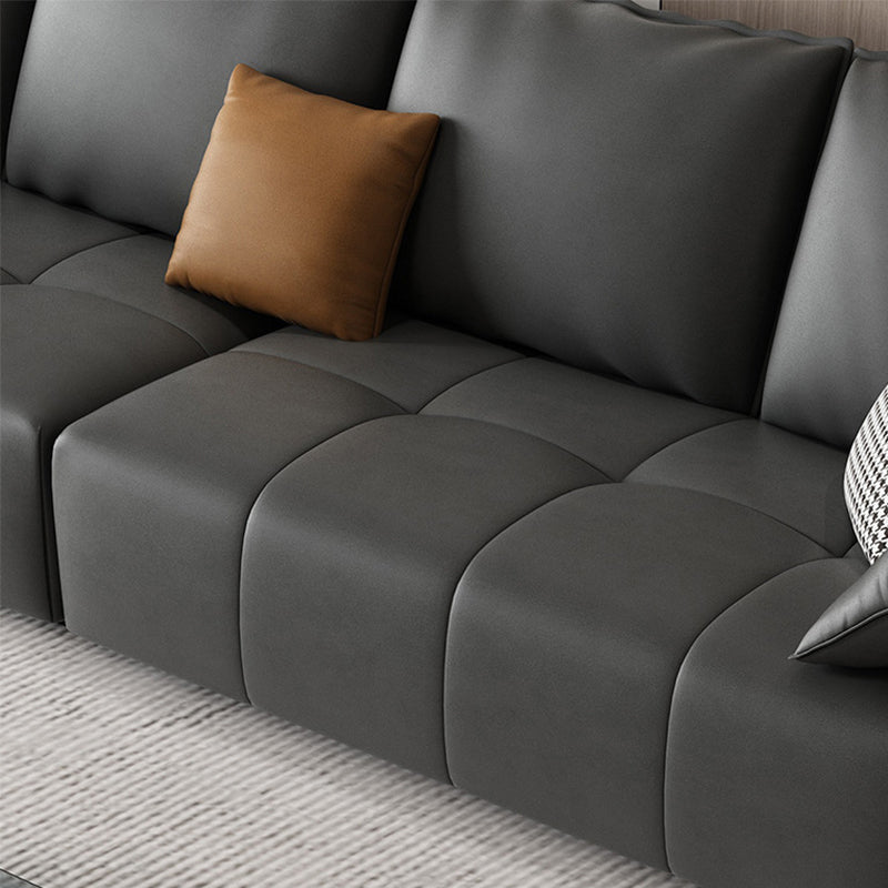 Contemporary Pillow Top Arm Faux Leather Living Room Pillows Sofa Bed