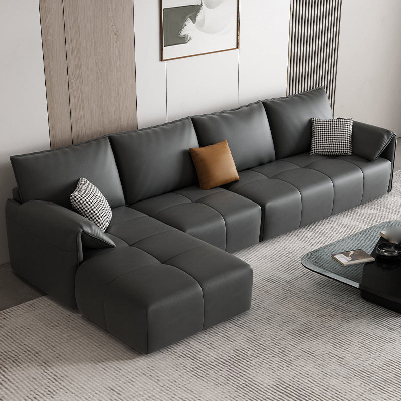 Contemporary Pillow Top Arm Faux Leather Living Room Pillows Sofa Bed