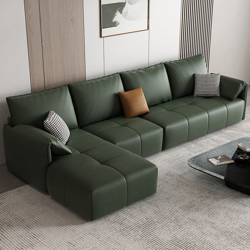 Contemporary Pillow Top Arm Faux Leather Living Room Pillows Sofa Bed