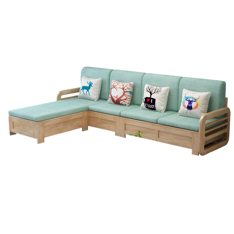 Nordic Fabric Living Room Sofa Chaise Square Arm Cushions Sofa Bed
