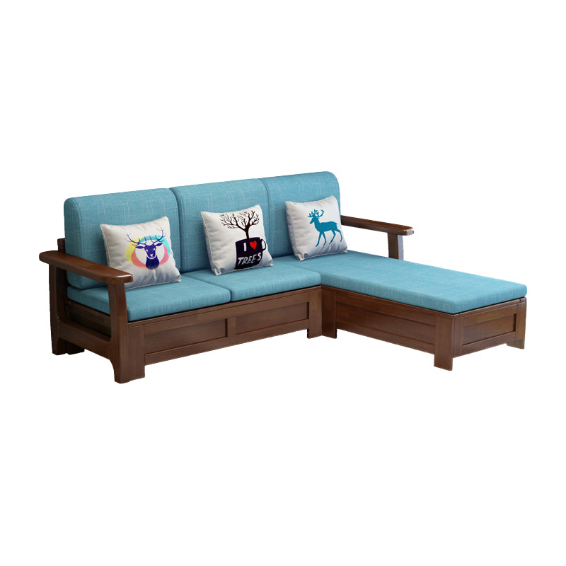 Nordic Fabric Living Room Sofa Chaise Square Arm Cushions Sofa Bed