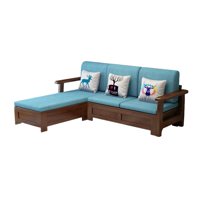 Nordic Fabric Living Room Sofa Chaise Square Arm Cushions Sofa Bed