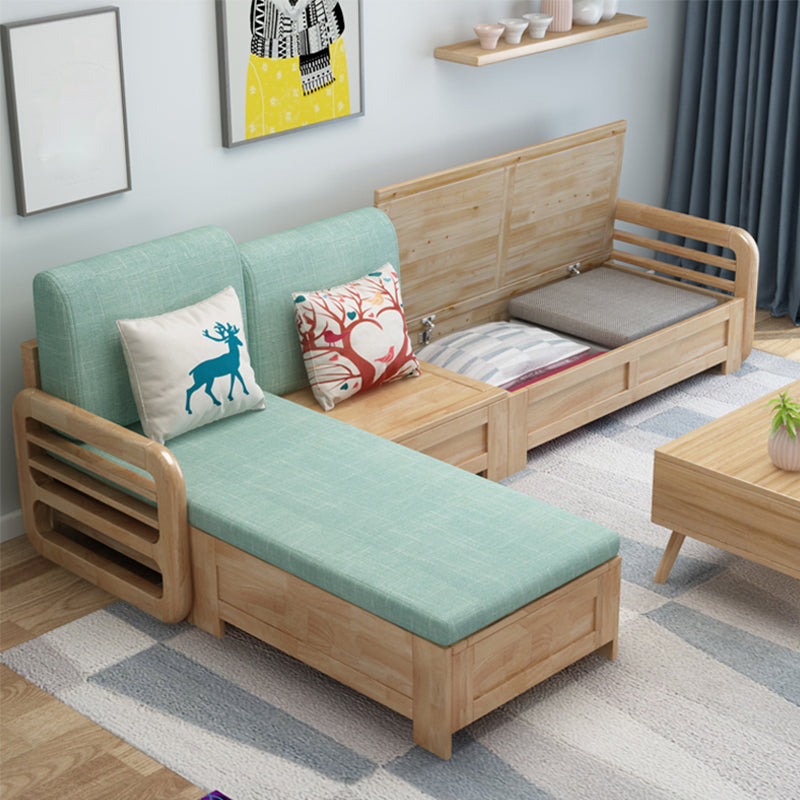 Nordic Fabric Living Room Sofa Chaise Square Arm Cushions Sofa Bed