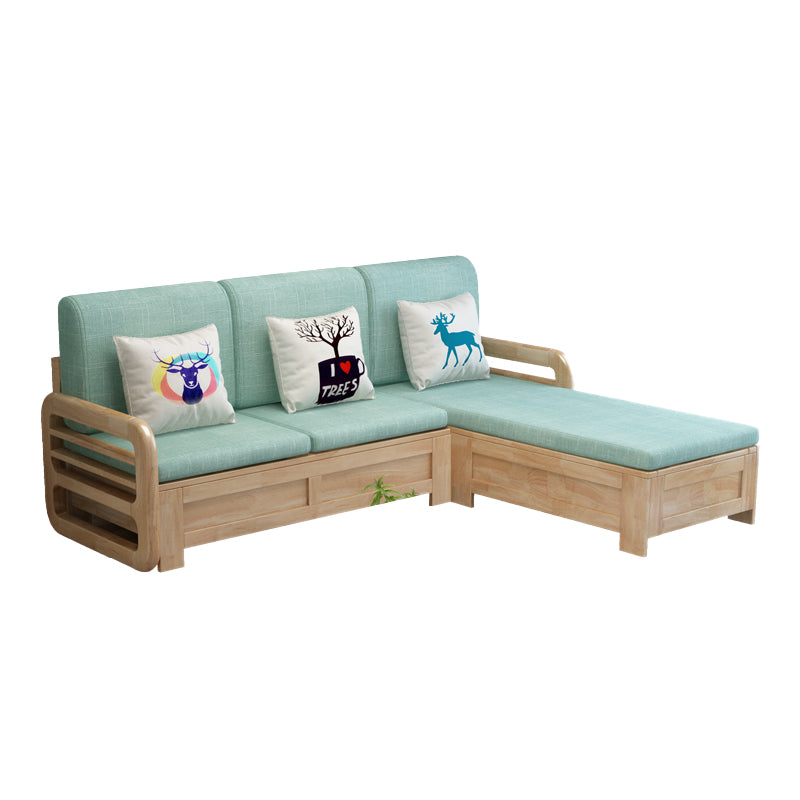 Nordic Fabric Living Room Sofa Chaise Square Arm Cushions Sofa Bed