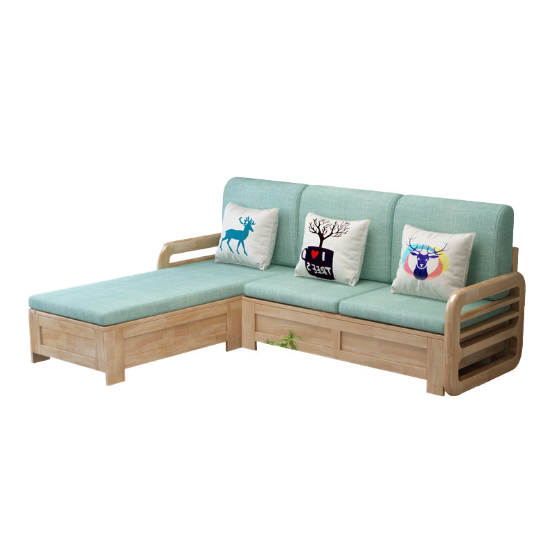 Nordic Fabric Living Room Sofa Chaise Square Arm Cushions Sofa Bed