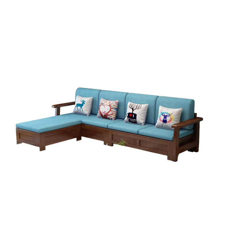 Nordic Fabric Living Room Sofa Chaise Square Arm Cushions Sofa Bed