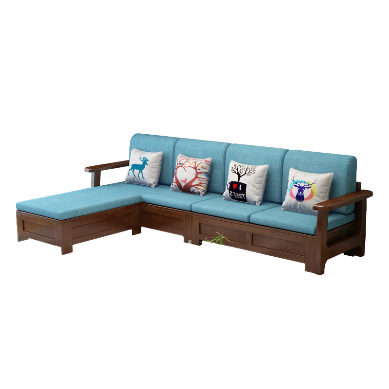 Nordic Fabric Living Room Sofa Chaise Square Arm Cushions Sofa Bed