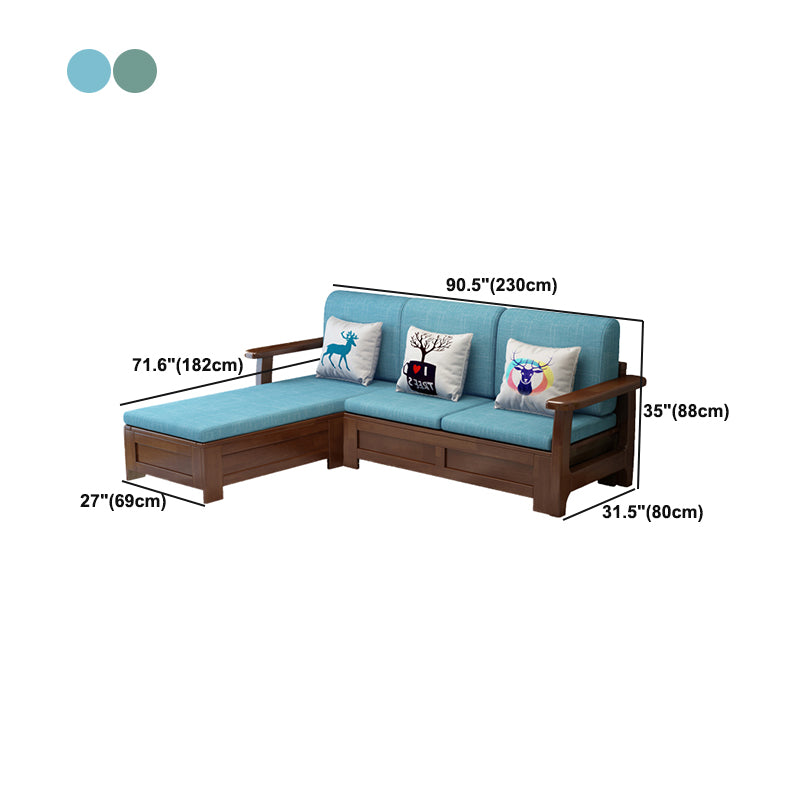 Nordic Fabric Living Room Sofa Chaise Square Arm Cushions Sofa Bed