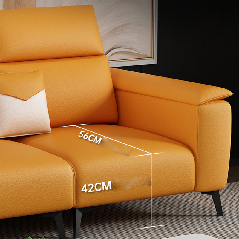 Contemporary Sofa Chaise Faux Leather Living Room Square Arm Seating