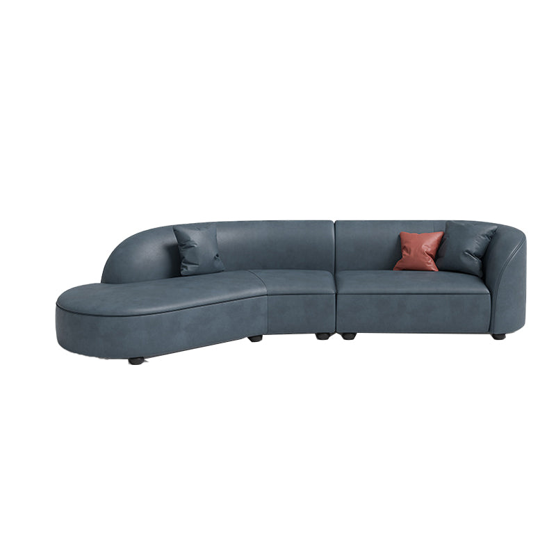 Nordic Tuxedo Arm Living Room Curved Loveseat Faux Leather/Fabric Seating