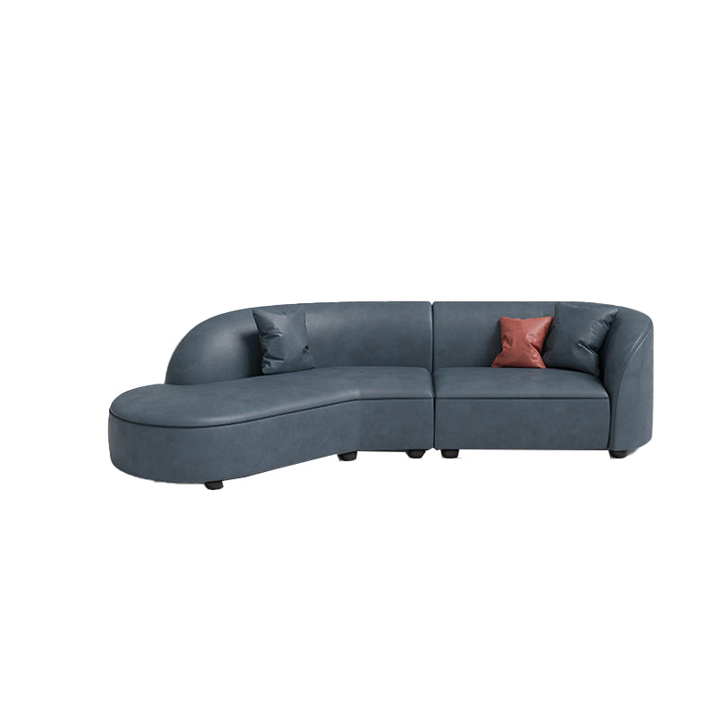 Nordic Tuxedo Arm Living Room Curved Loveseat Faux Leather/Fabric Seating