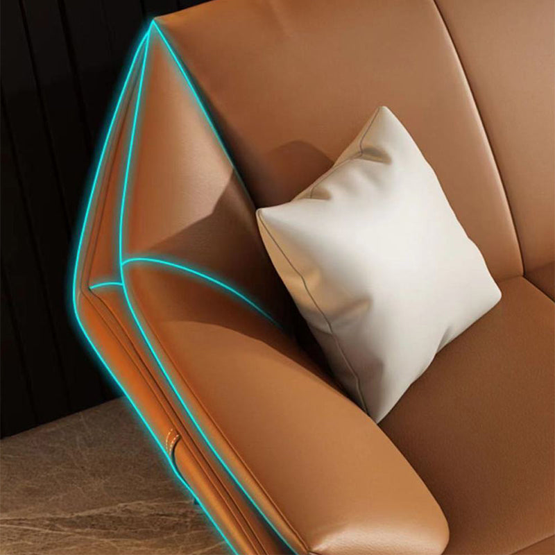 Glam Genuine Leather Living Room Flared Arm Modular Cushions Seating