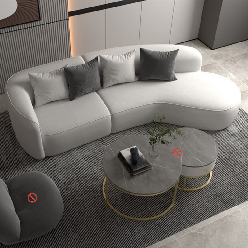 Nordic Living Room Curved Assembled Tight Back Square Arm Seating