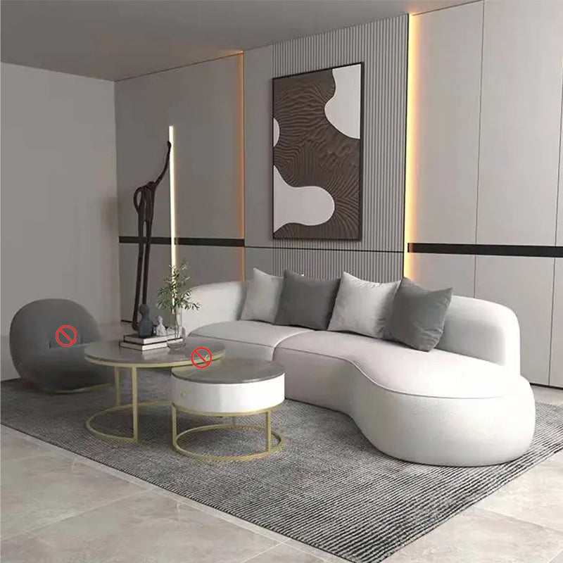 Nordic Living Room Curved Assembled Tight Back Square Arm Seating