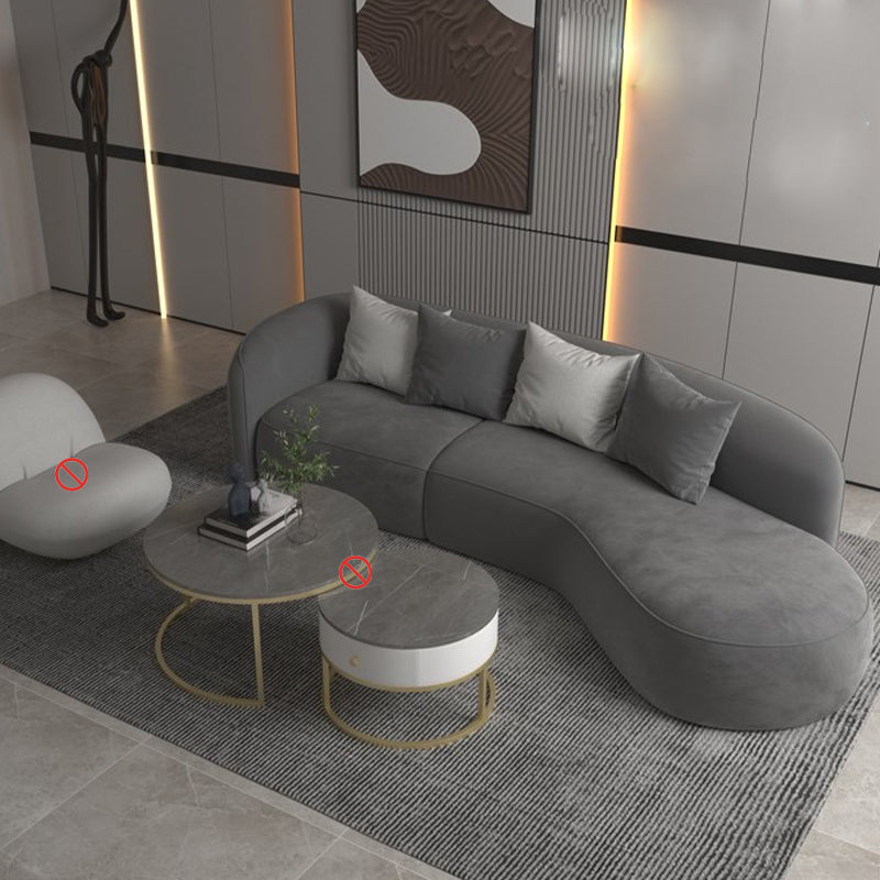 Nordic Living Room Curved Assembled Tight Back Square Arm Seating