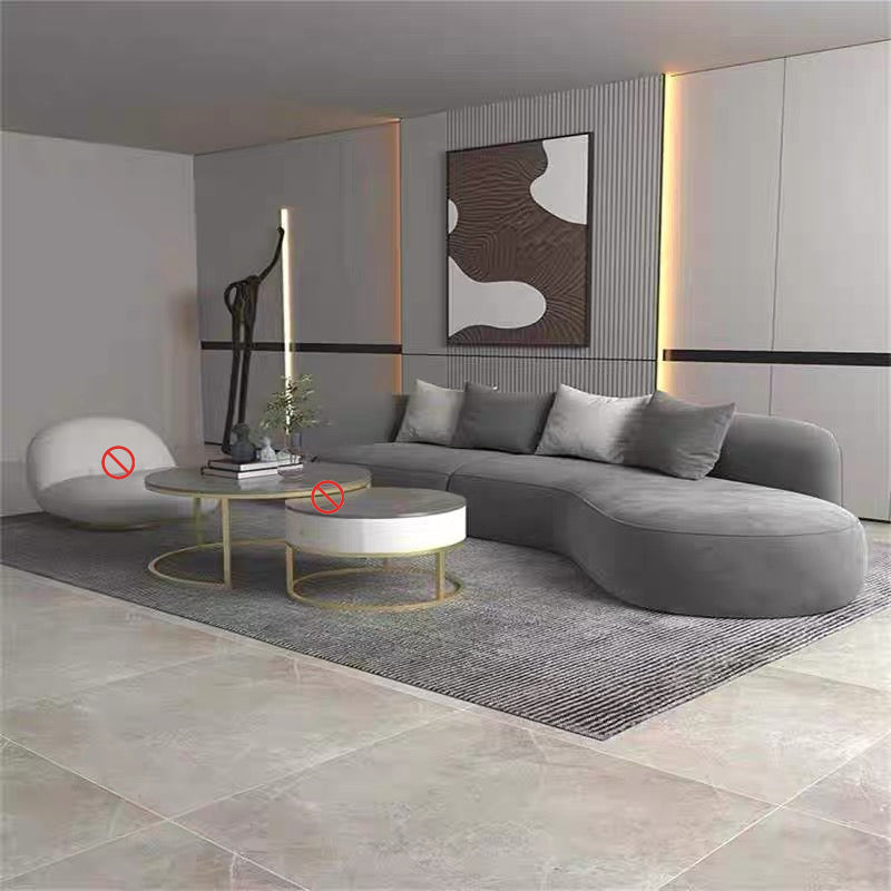Nordic Living Room Curved Assembled Tight Back Square Arm Seating