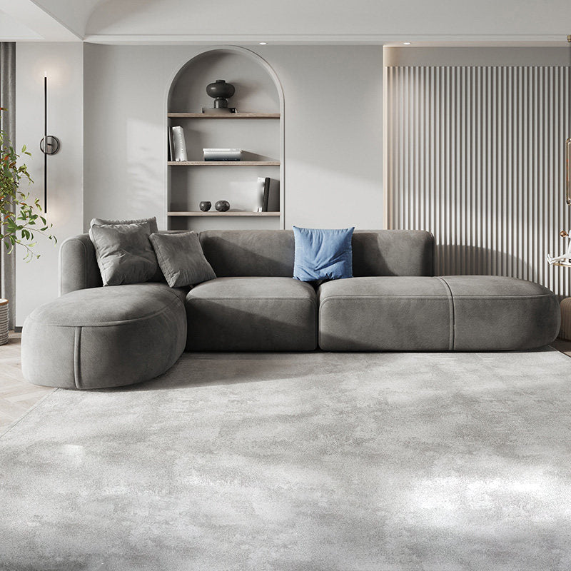 Nordic Gray Living Room Modular Gray Upholstery Square Arm Sofa