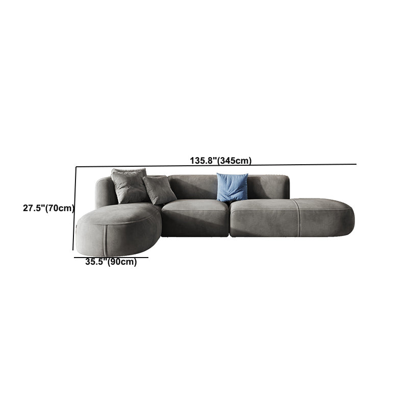 Nordic Gray Living Room Modular Gray Upholstery Square Arm Sofa