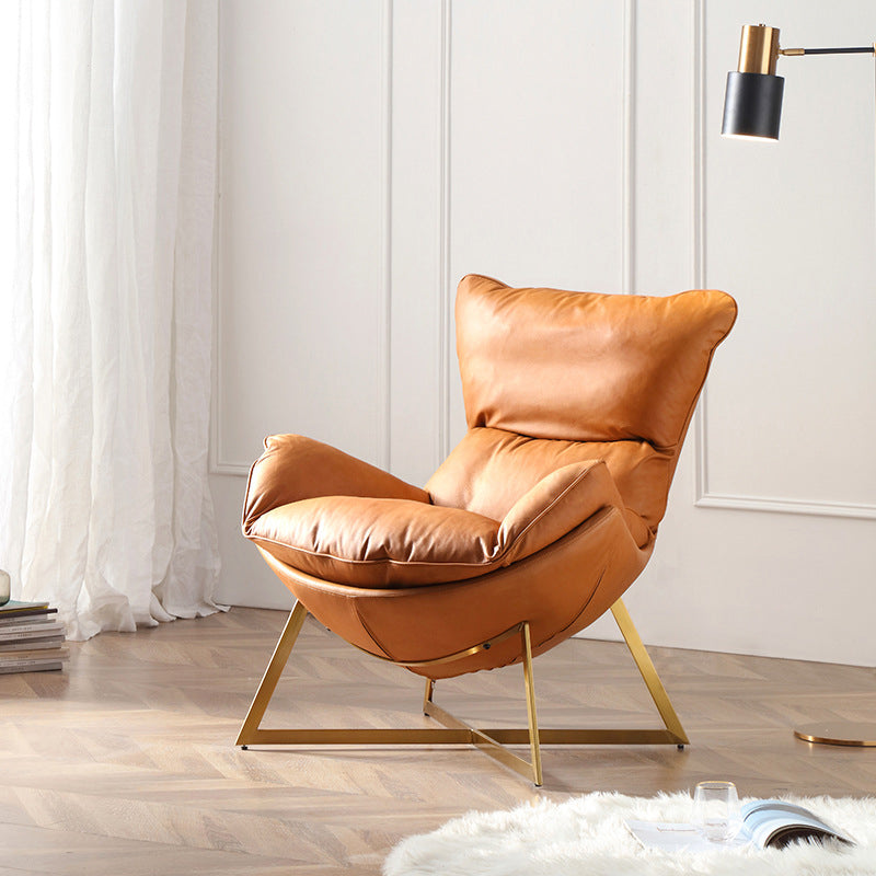Glam Removable Cushions Gold Base Fixed Back Cross Lounge Accent Chair