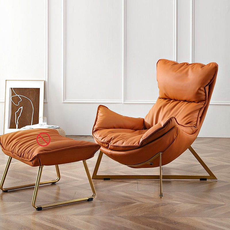 Glam Removable Cushions Gold Base Fixed Back Cross Lounge Accent Chair