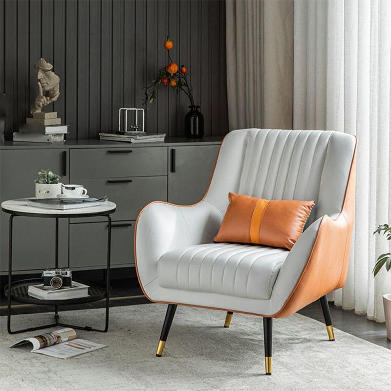 Contemporary Bonded Leather Arms Included Basic Four Leg Accent Armchair