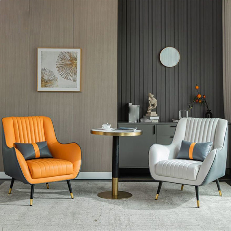 Contemporary Bonded Leather Arms Included Basic Four Leg Accent Armchair