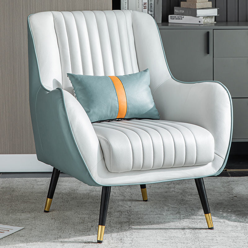 Contemporary Bonded Leather Arms Included Basic Four Leg Accent Armchair