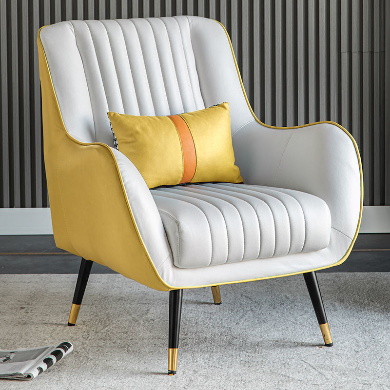 Contemporary Bonded Leather Arms Included Basic Four Leg Accent Armchair