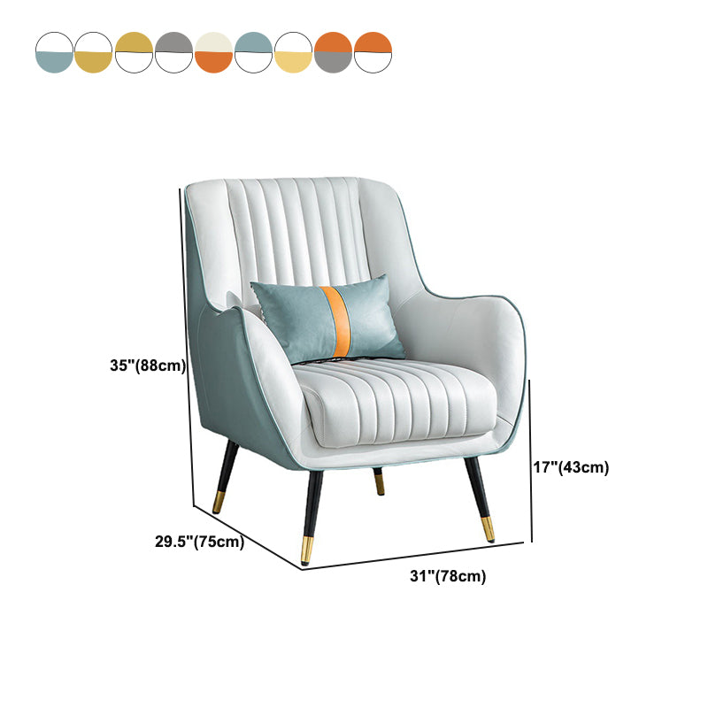 Contemporary Bonded Leather Arms Included Basic Four Leg Accent Armchair