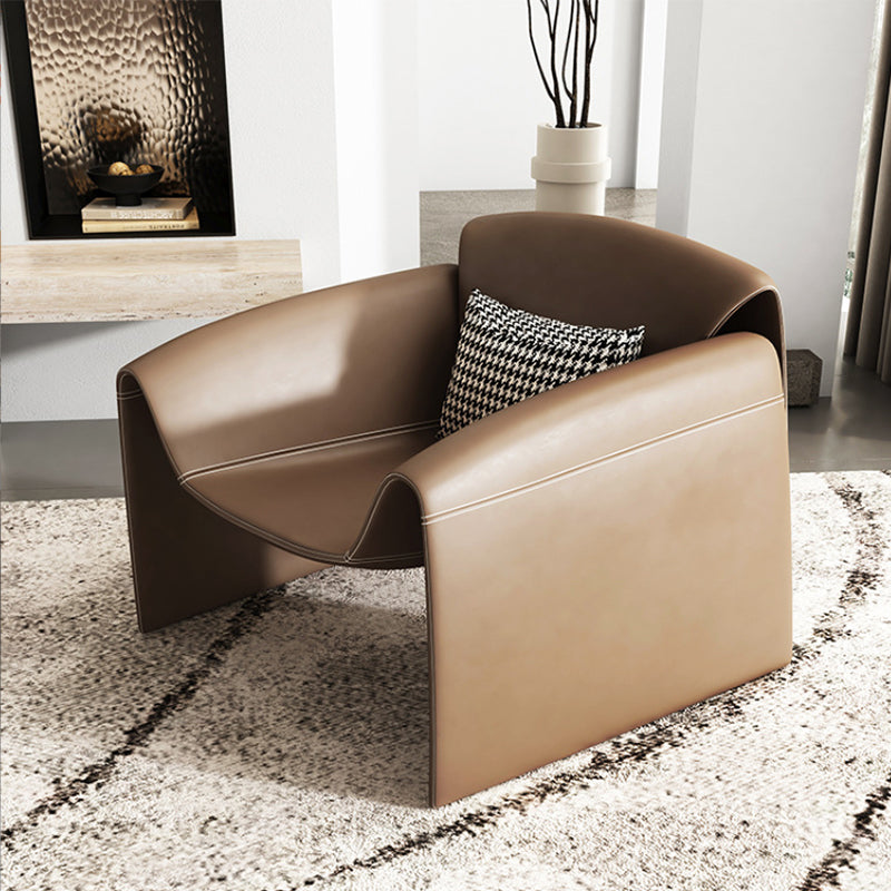 Contemporary Bonded Leather Arms Included with Pillow Accent Armchair