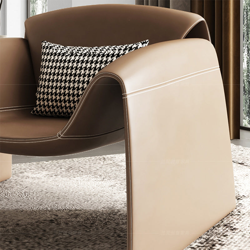 Contemporary Bonded Leather Arms Included with Pillow Accent Armchair