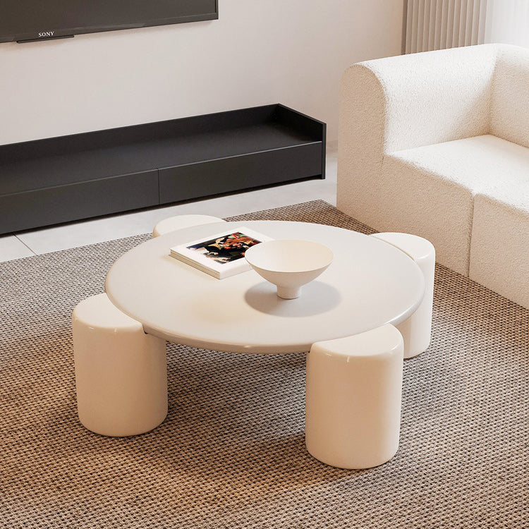 Modern Round Solid Wood Coffee Table with 4 Legs Coffee Or End Table