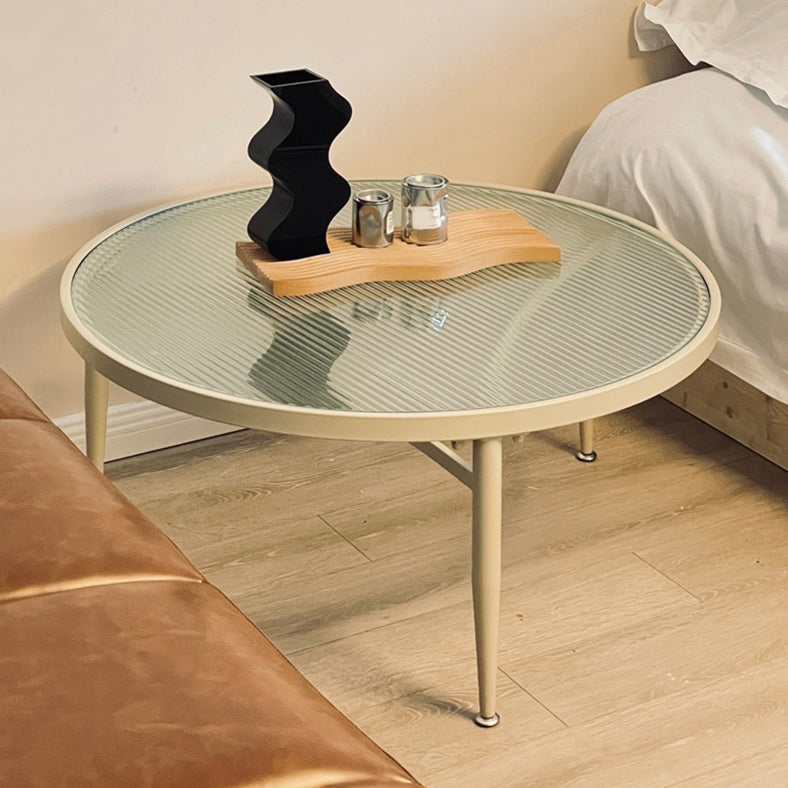Iron 3 Legs Round Coffee Table with Glass Top Cocktail Table