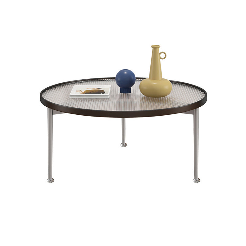 Iron 3 Legs Round Coffee Table with Glass Top Cocktail Table