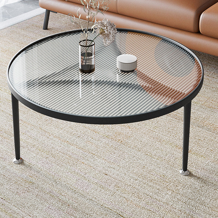Iron 3 Legs Round Coffee Table with Glass Top Cocktail Table