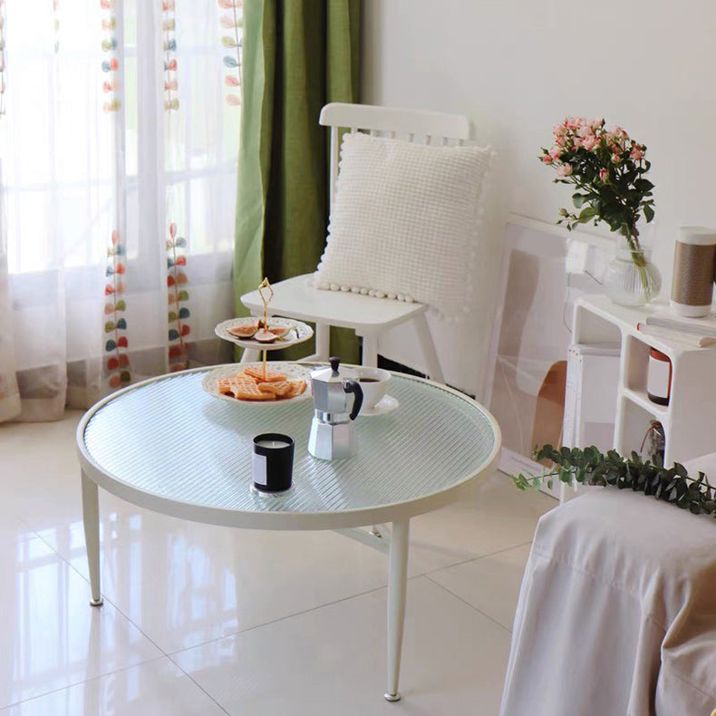 Iron 3 Legs Round Coffee Table with Glass Top Cocktail Table