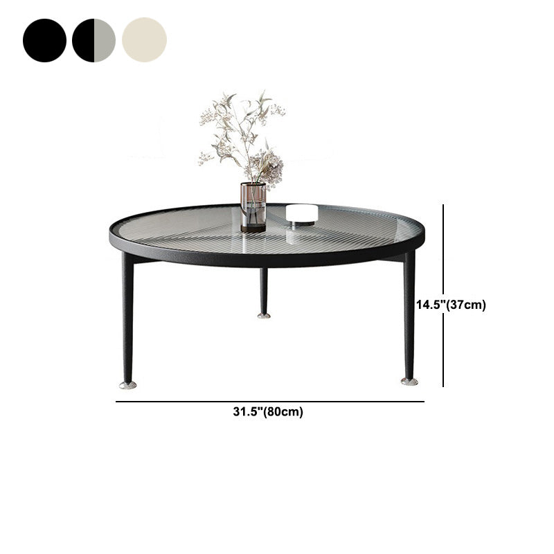 Iron 3 Legs Round Coffee Table with Glass Top Cocktail Table