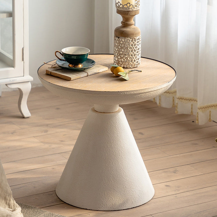French Country Distressed Cocktail Table Wooden Pedestal Coffee Table for Living Room