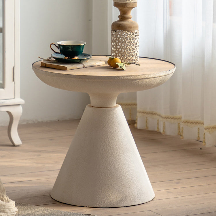 French Country Distressed Cocktail Table Wooden Pedestal Coffee Table for Living Room